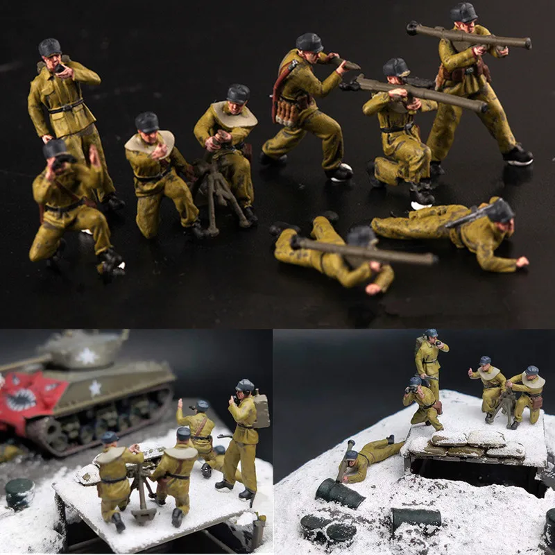 

1:72 Scale Model 9 Pcs Chinese Volunteer Army 9 Soldiers In North Korea Action Figure Toys Scene Accessory Display Collection