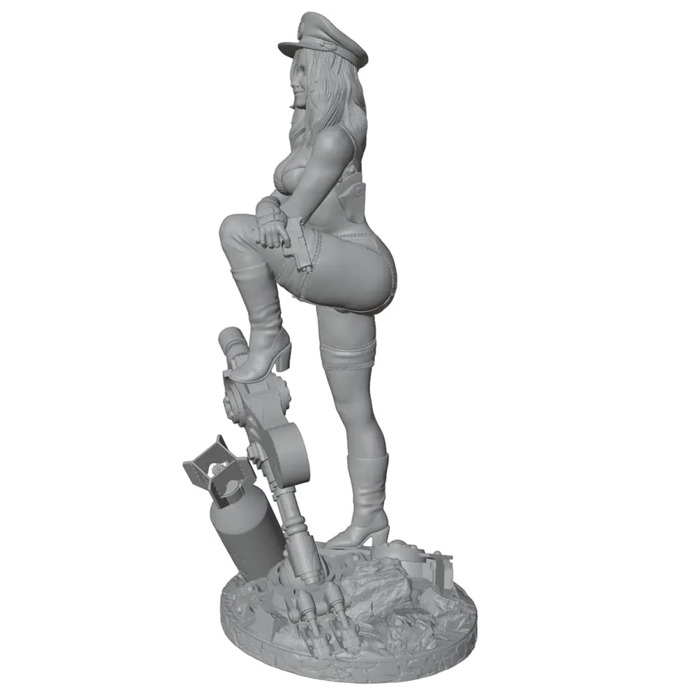 1/24 Warrior Resin Model Kit GK Micro 3D Printed Grey Model Statue, High Precision Resin Model Hand Uncolored,Unassembled view 4