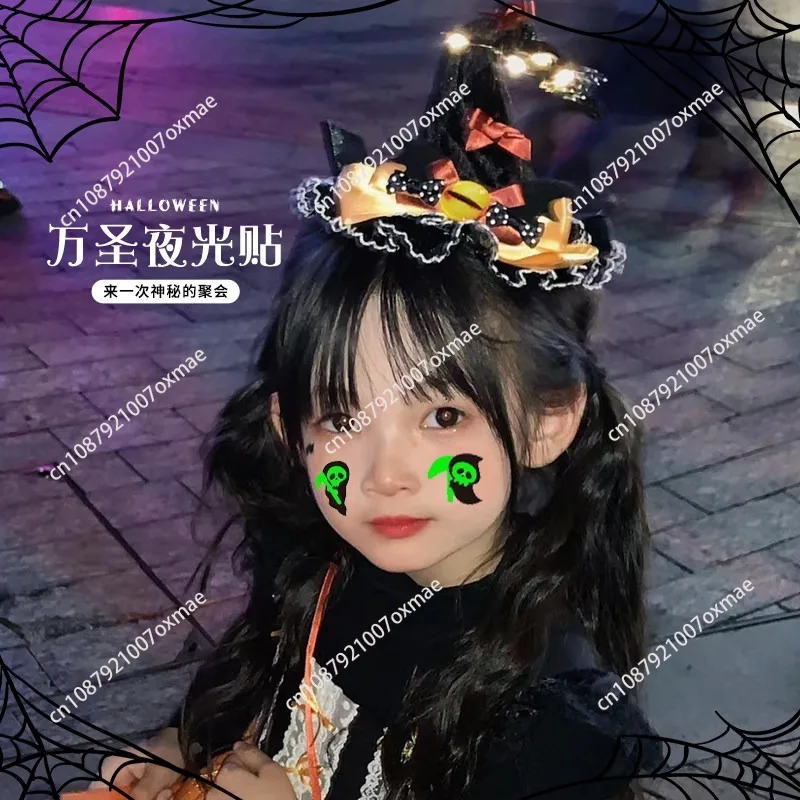 Halloween Dress Up Atmosphere Props Children Tattoo Stickers Luminous Stickers Glowing Funny Cartoon Stickers Scene Arrangement