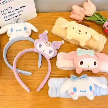 Sanrio Morbido Peluche Trucco Fascia per capelli Carino kuromi Cinnamoroll Melody Design Lavaggio Viso Trucco Accessori per capelli elastici antiscivolo