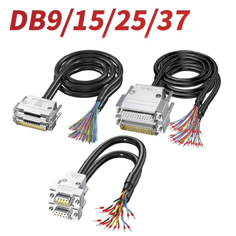 Industrial DB9 DB15 DB25 Male Female Connector 9/15/25 Pin Com Cable Connector Cord Shielded Signal Wire RS232 Serial Port Line