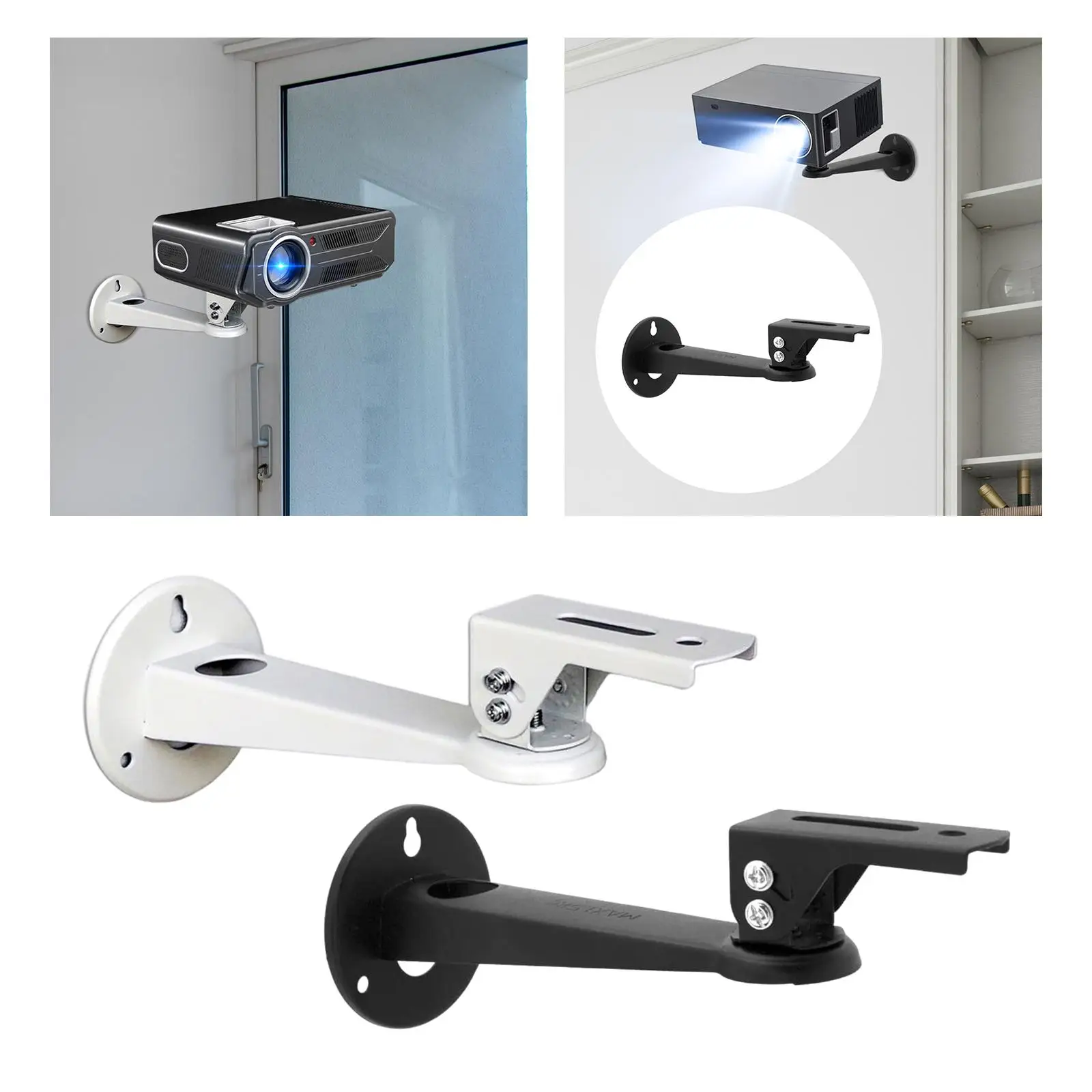 Soporte de montaje en pared para proyector, estantería de Metal Universal giratoria de 360 °, ajustable, para dormitorio, hogar, cabecera, Oficina