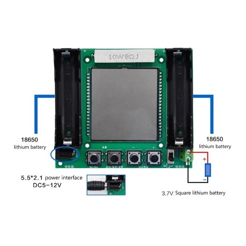 جهاز اختبار حمل بطارية الليثيوم 18650 الرقمي ثنائي الفينيل متعدد الكلور وحدة قياس آه عالية الدقة #2