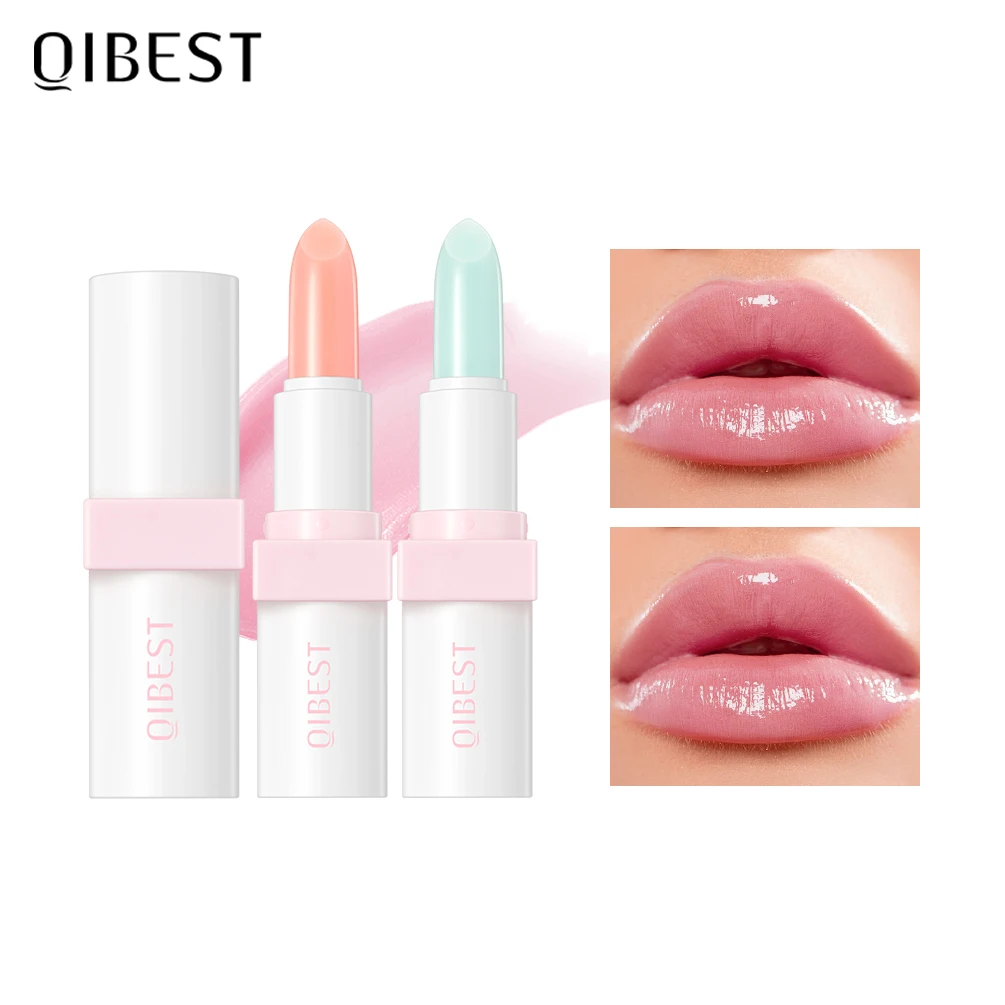 QIBEST-Baume Hydratant Naturel pour les Lèvres, Rouge à Lèvres, Brcorporelle, Teinte Plumper, Maquillage, avec Document Proxy de Température