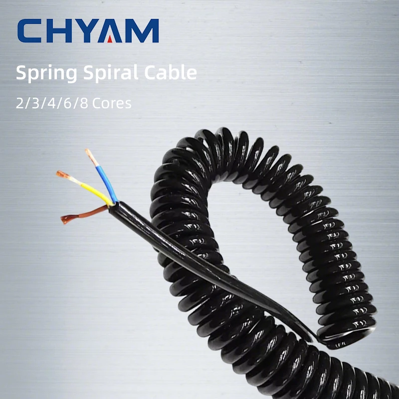 Black Multi 2/3/4/6/8 Core Draad Spring Spiraal Kabel Pins 0.2mm0.5mm1.5mm Netsnoer Kan Verlengen de Treksterkte Draden