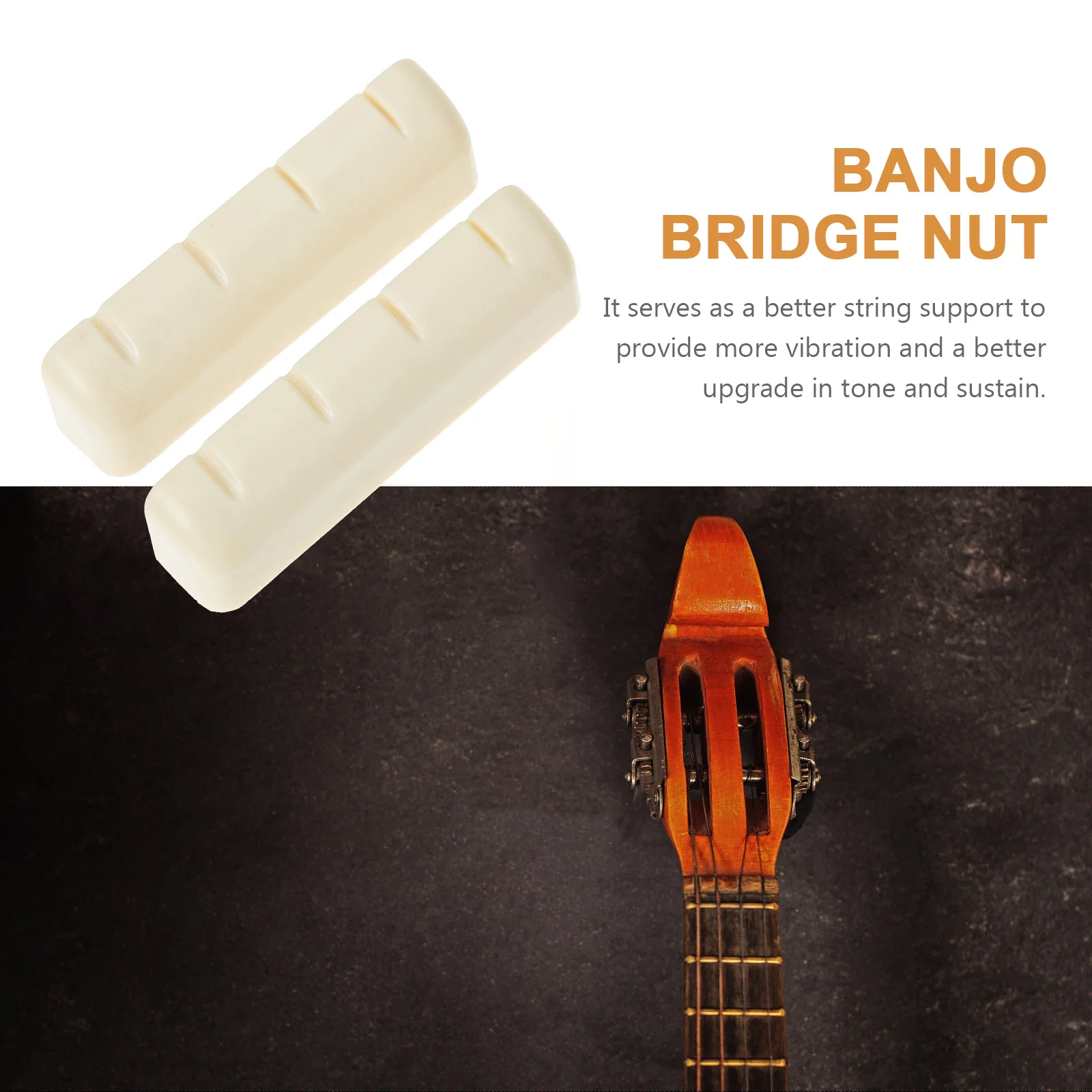 

2Pcs Banjo Nut Sturdy Lightweight Wear Resistant String Support for Clearer Richer Sound Banjo Replacement Accessories