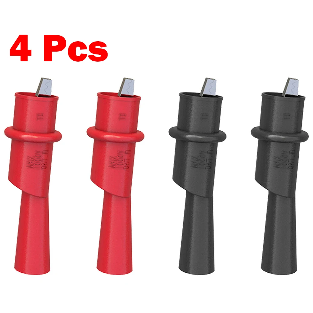 4pcs Multimeter Push On For Alligator Clip Set with Insulated Crocodile Clamp for Electrical Testing and Measurement Tools
