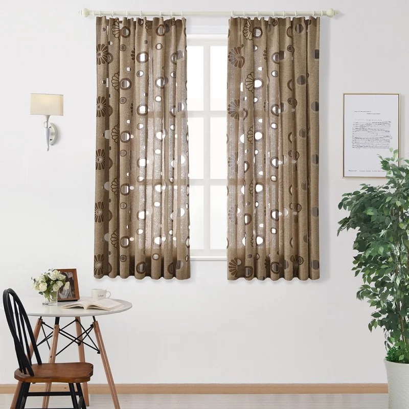 LEEJOOM 1 PC Kitchen Door Semi-Blackout Curtains For Living Room Ready Made Panel Drapery Window Floral Jacquard Design