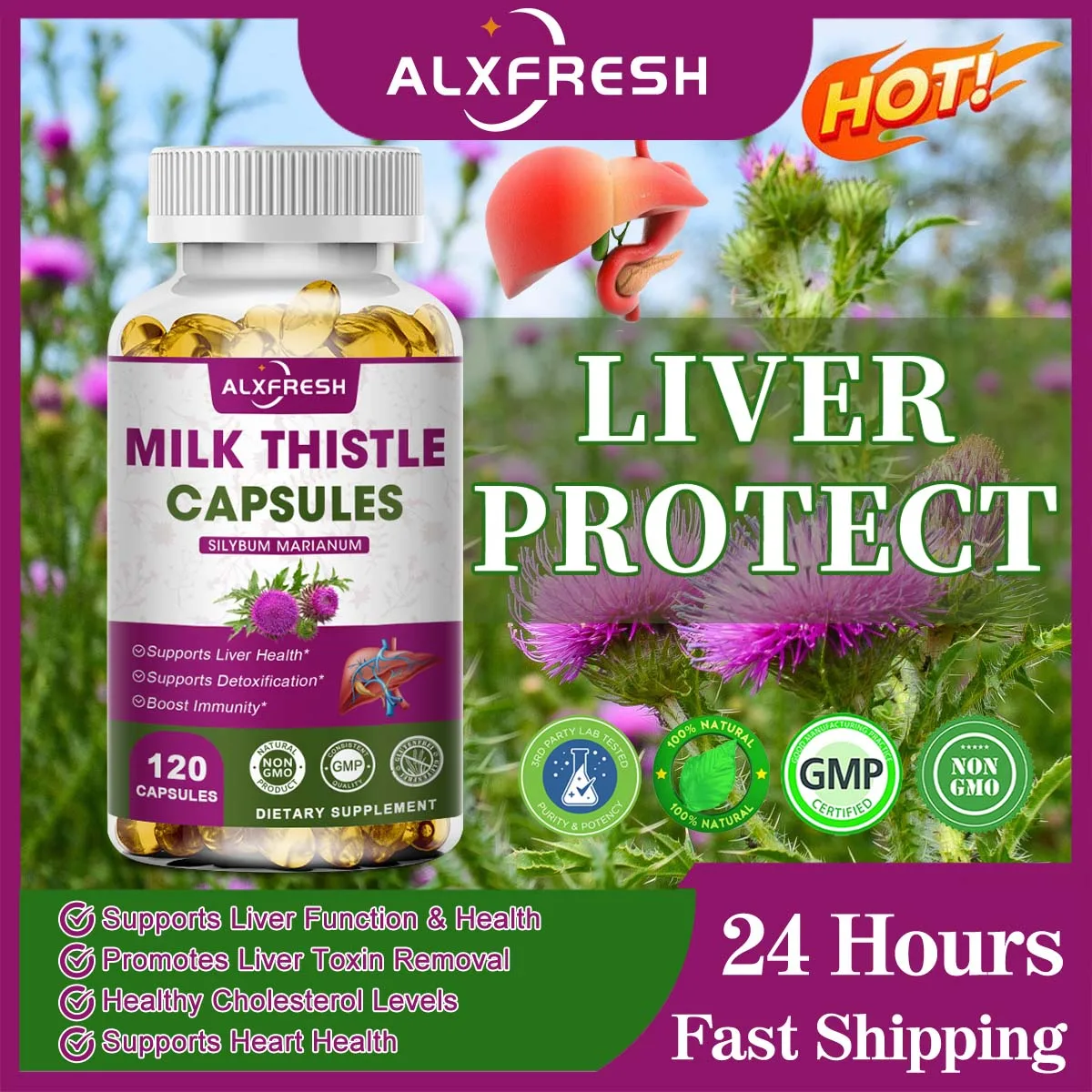 Milk Thistle Extract for Antioxidant Detox Support Liver Health Function Herbal Supplement Promotes Liver Cleansing and Repair