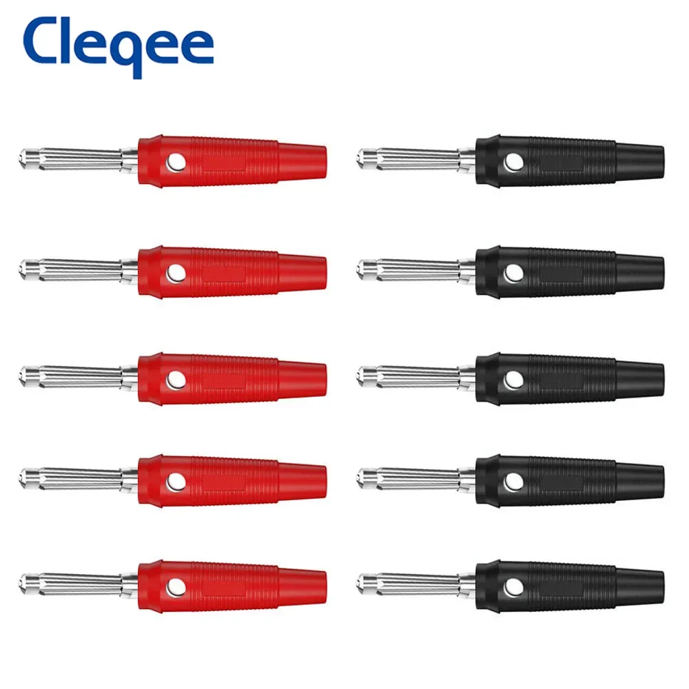 Cleqee P3008 10PCS 32A 4mm Stackable Banana Plug Screw Locking/Welding Copper Connector For Speaker Amplifier Test Probes