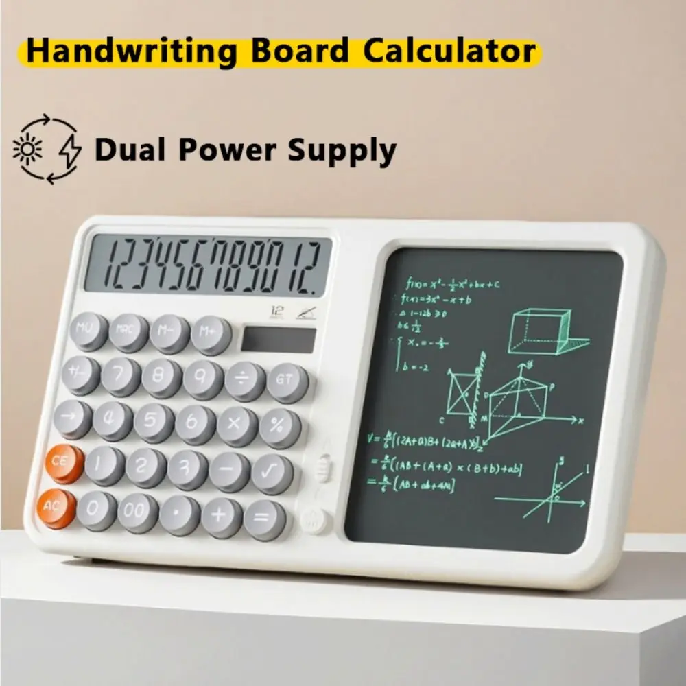 12-Digit Solar Calculator Large LCD Display With LCD Writing Board Standard Function Calculator Dual Power Supply