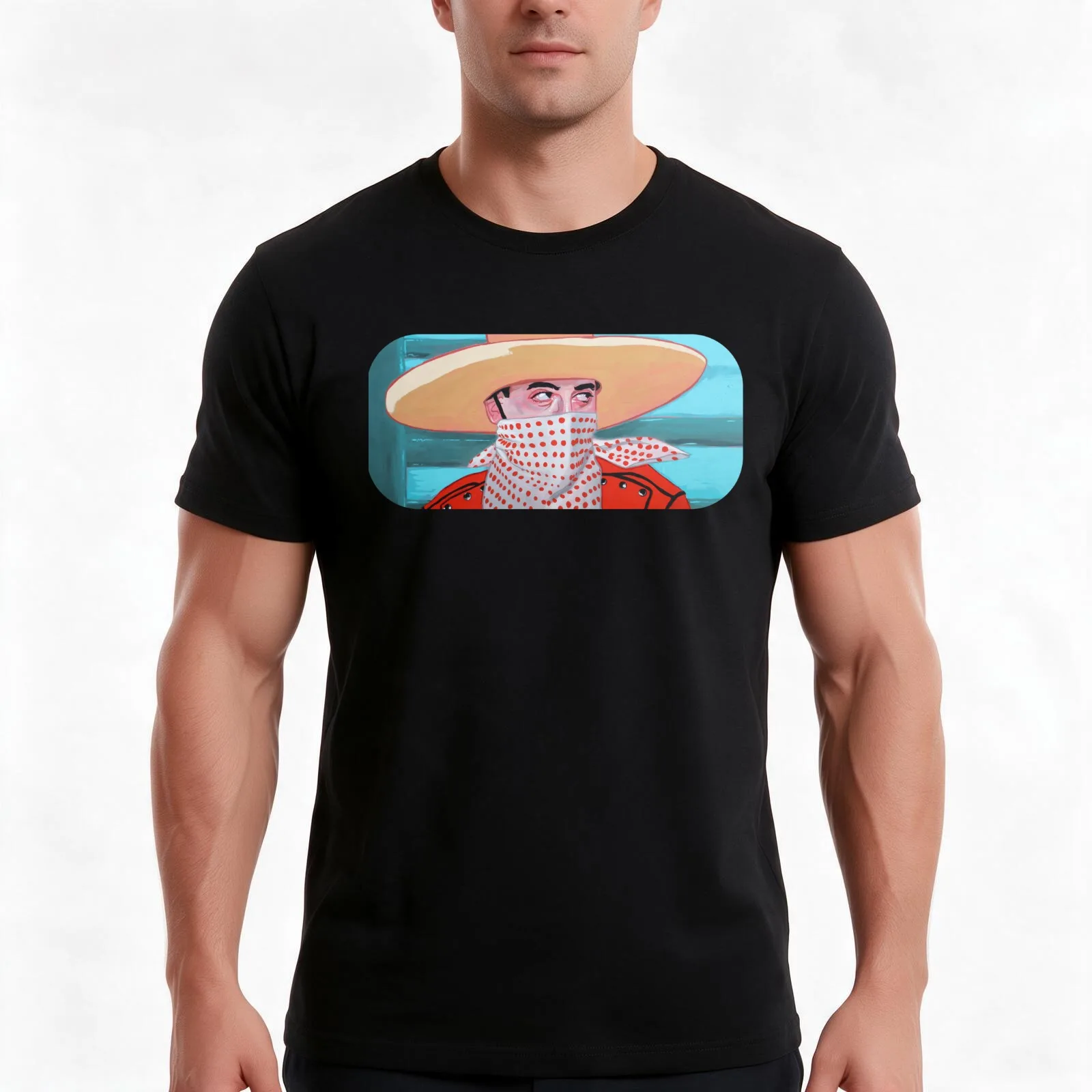Cowboy PeeWee T-Shirt, Summer Casual Cotton Tee, Oversized Streetwear Tops, Vintage Graphic Print, Loose Fit Short Sleeve