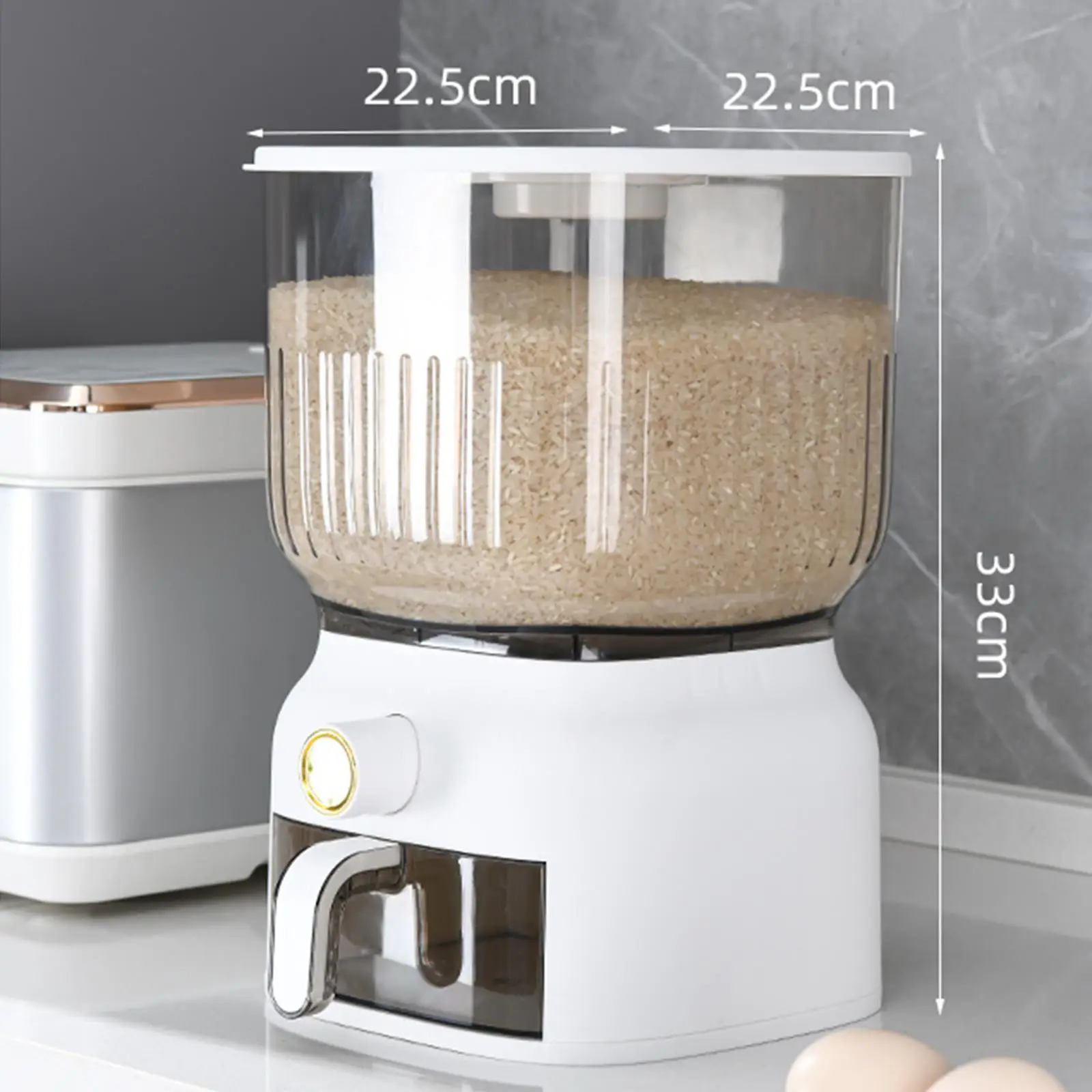 Sealed Rice Dispenser Visible with Measuring Cup Dustproof with Lid 6L for Flour