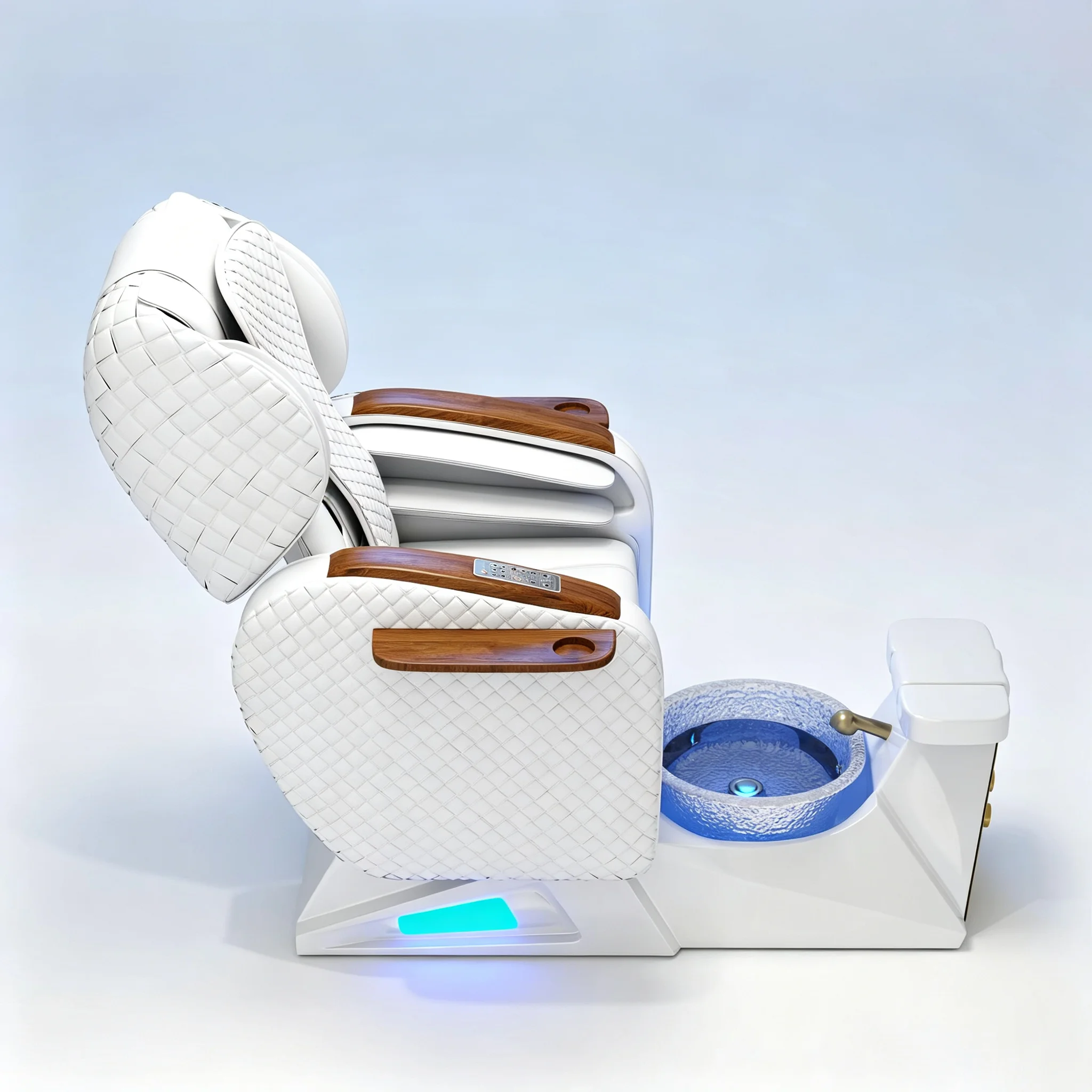 Premium Professional Electric Reclining Pedicure Spa Chair Hydromassage Foot Bath with LED Light & Stool for Nail Salon