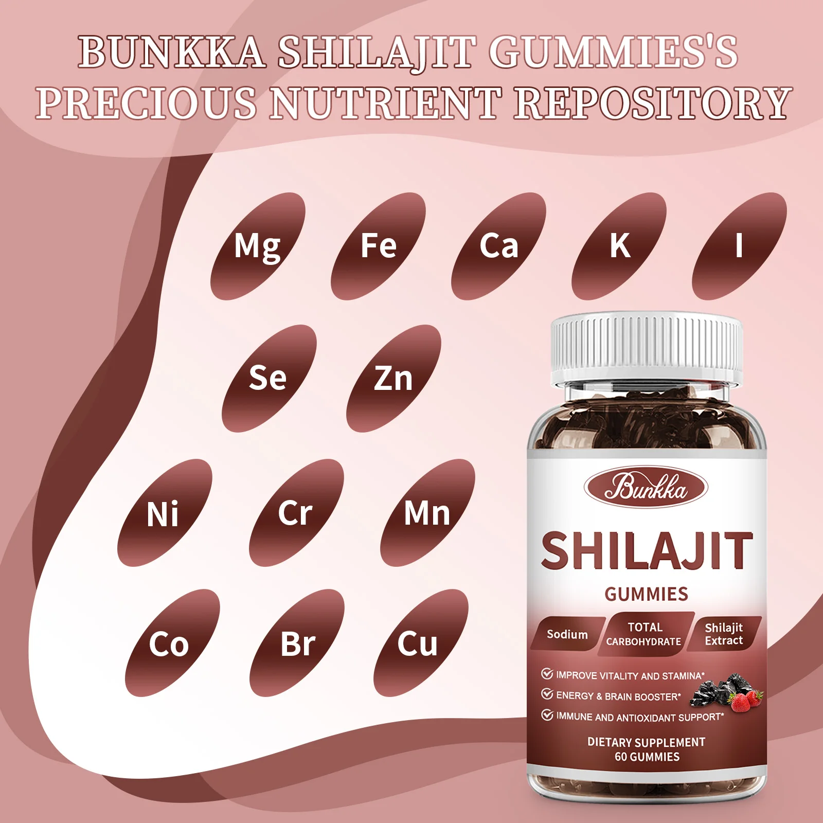 BUNKKA Shilajit Gummies Shilajit Resin Himalayan Original Pure Extract 800mg High in Minerals and Fulvic Muscle Energy Level