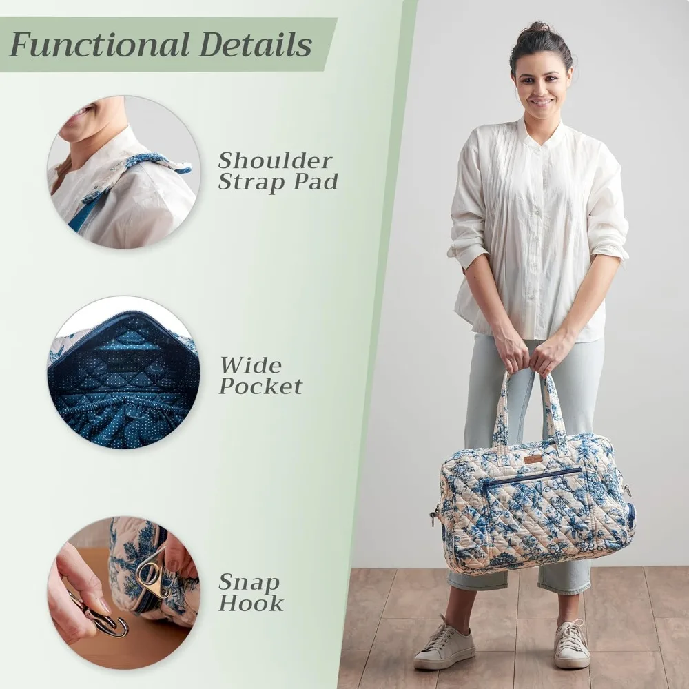 حقيبة من القماش الخشن مبطنة بالقطن - أمتعة عطلة نهاية الأسبوع للجنسين لصالة الألعاب الرياضية والرياضة وهدايا السفر