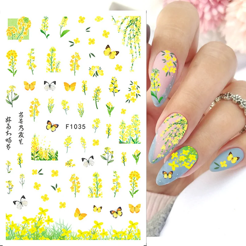 3d Nail Art Stickers Roze Vlinder Tulpen Bloemen Zelfklevende Sliders Nagel Stickers Decoratie Voor Nagel Tips Schoonheid