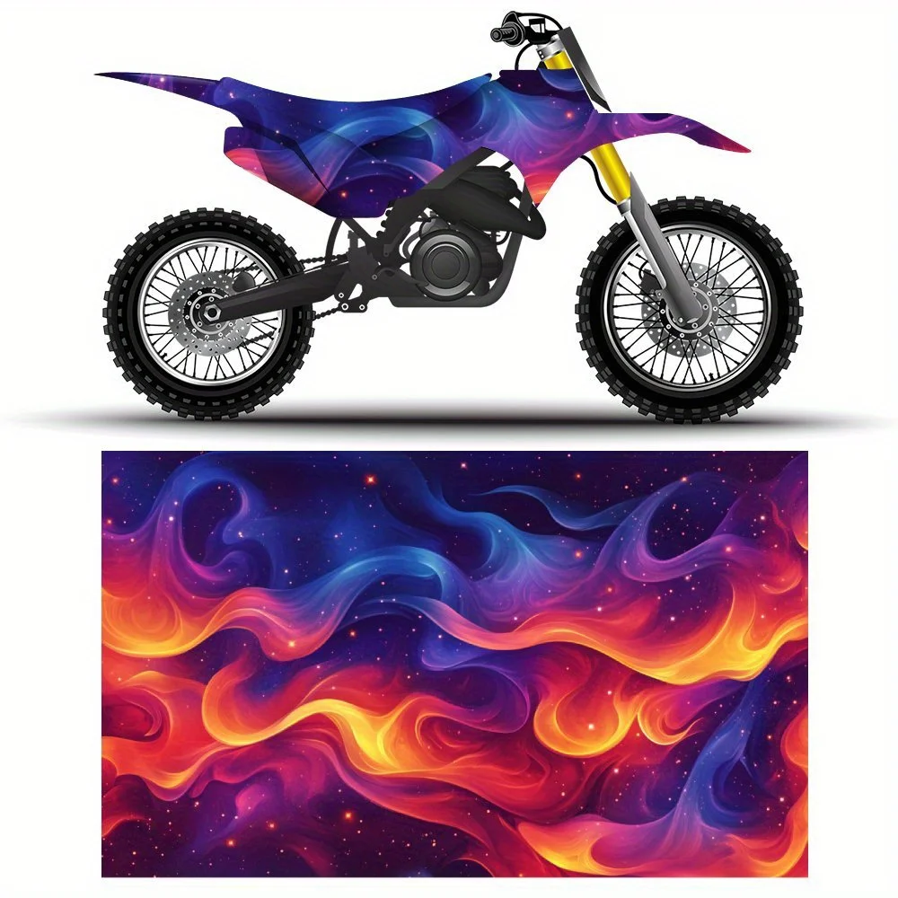 

Flame Shadows with Star Glows Motorcycle Stickers, Durable Car Vinyl Wraps Suitable for Most Vehicles, Car Body Sticker Film
