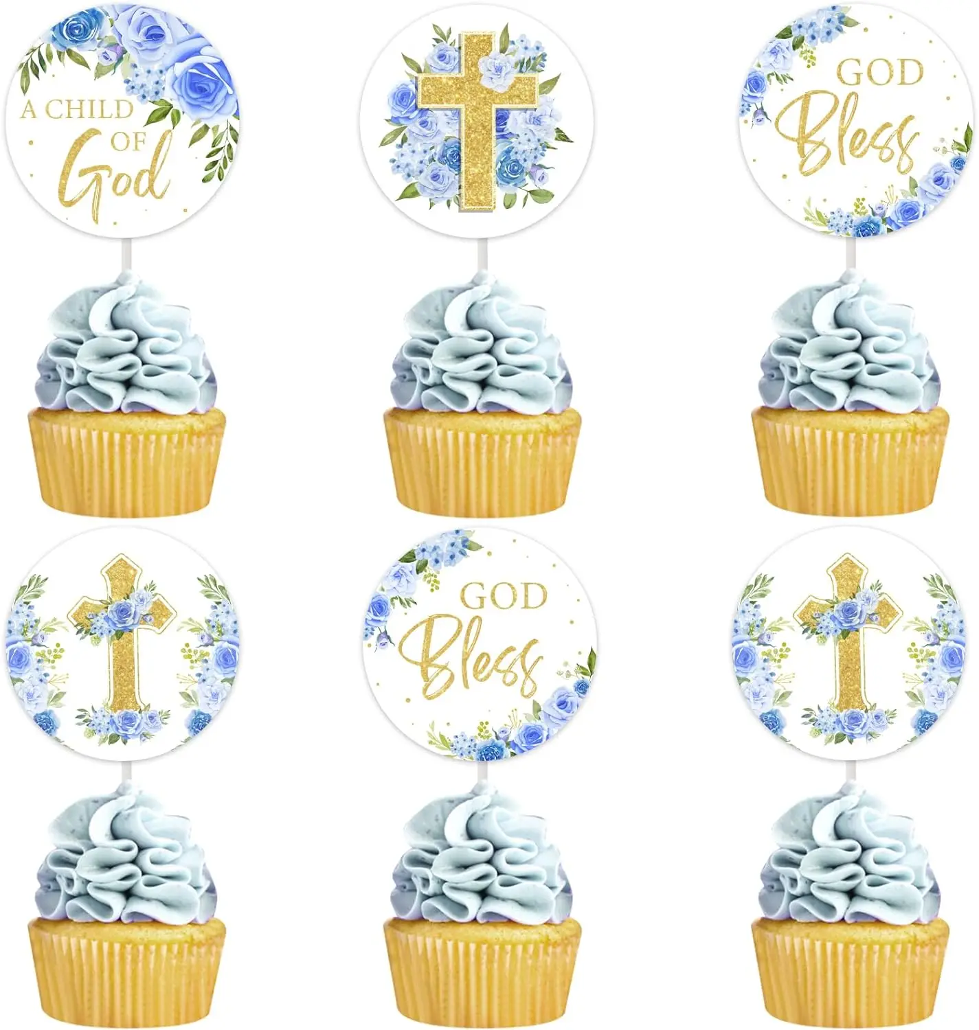 

Floral God Bless Baptism Cake Toppers First Holy Communion Christian A Child of God Theme Religious Christmas Cross Baby Shower