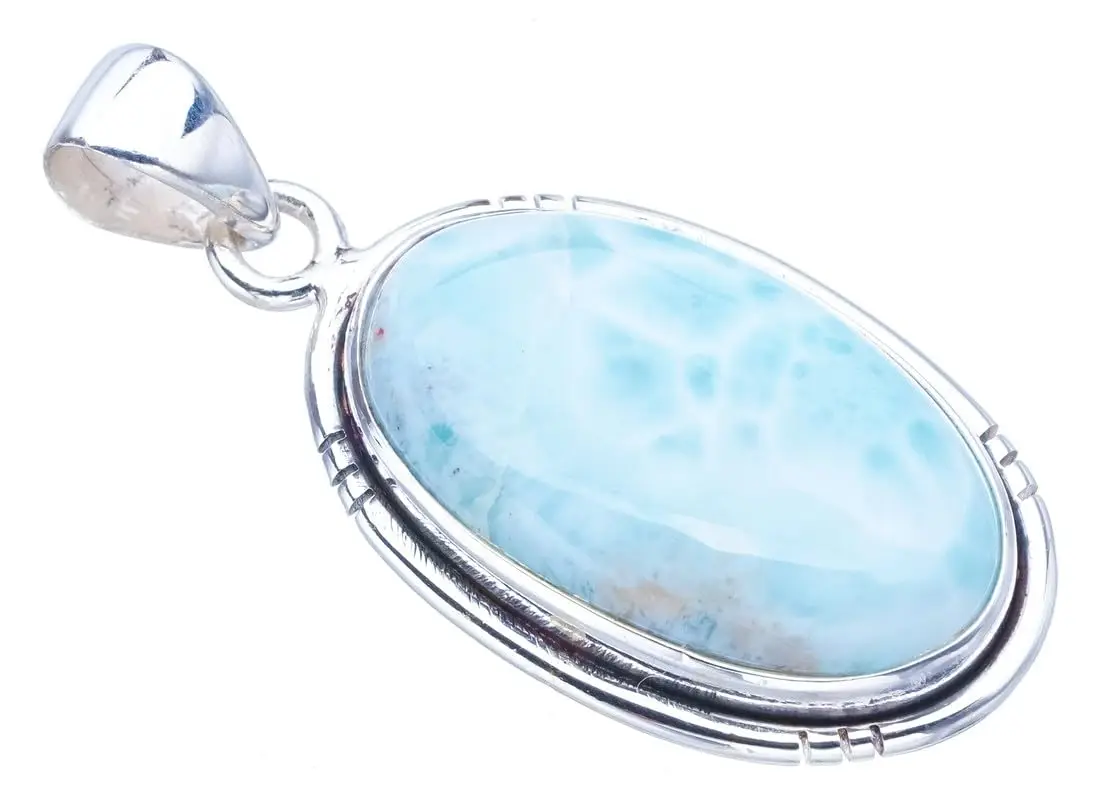 

StarGems® Natural Larimar Handmade 925 Sterling Silver Pendant 1.5" F3441