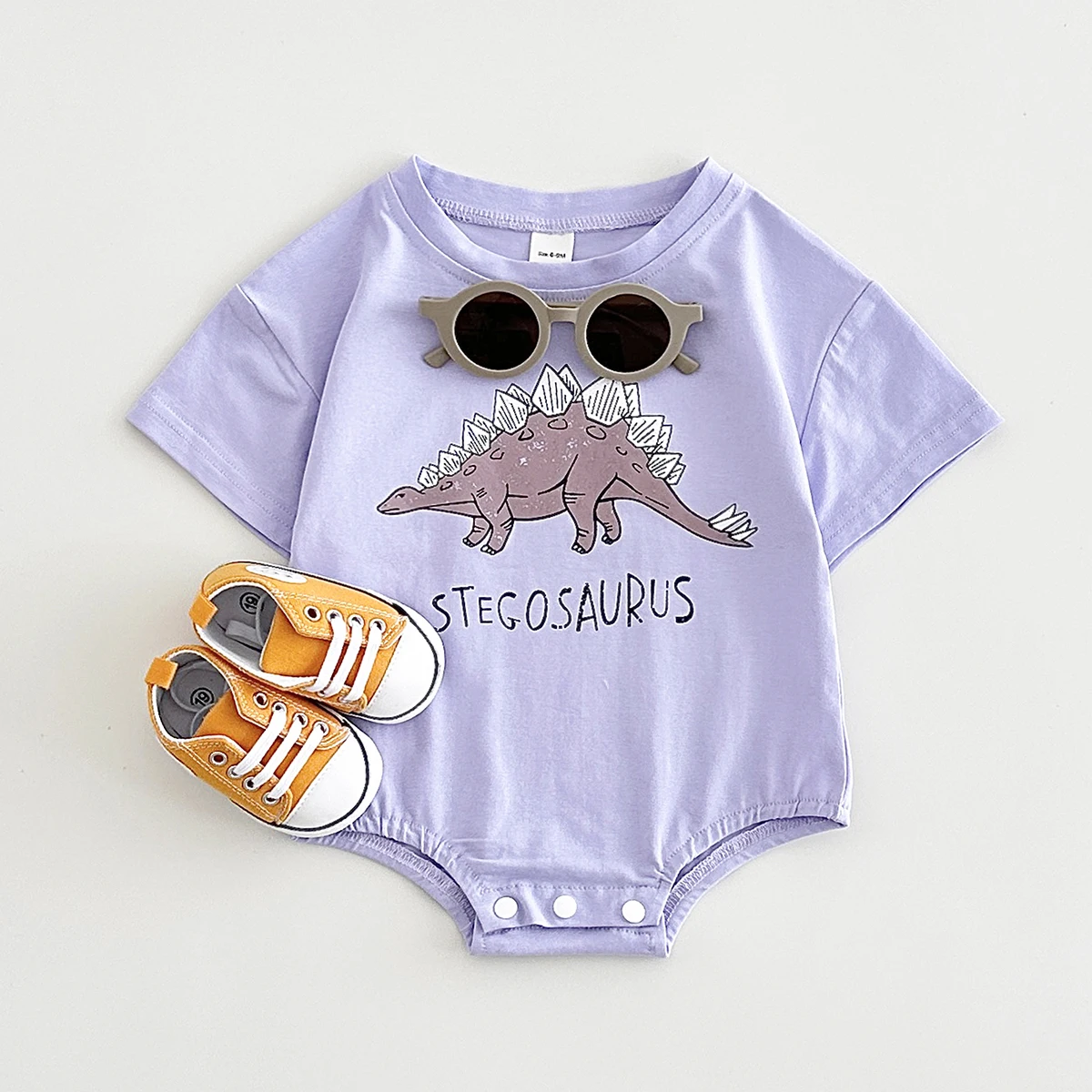 INS Summer Newborn Boys Girls Clothing Triangle Romper Cotton Baby Bodysuit Cartoon Dinosaur Print Short Sleeve Infant 0-18M