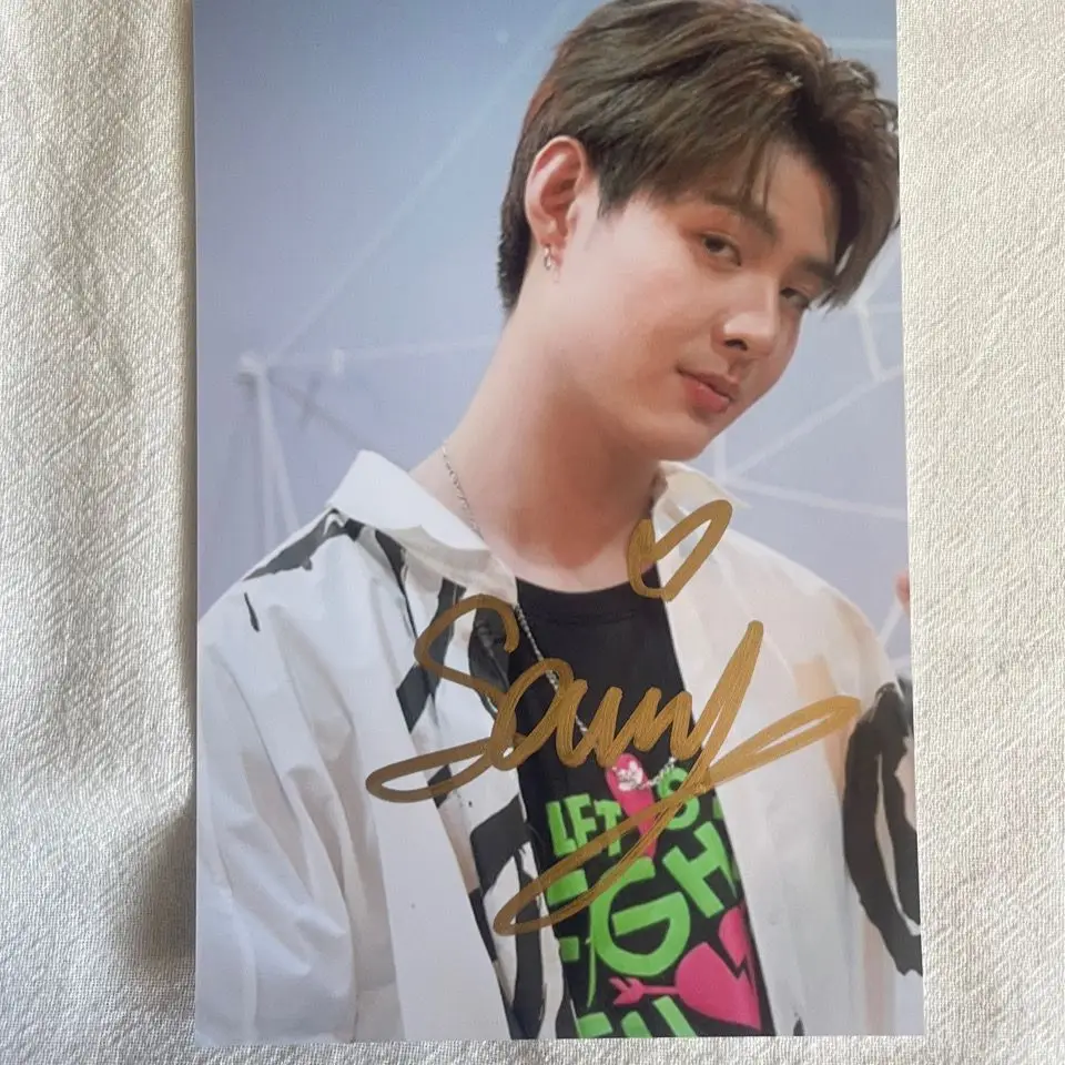 Thai BL Drama Love by Chance Ae Pete PerthSaint Saint Signature Photo, 6 pulgadas, no impresión, colección de escritura a mano, imagen fotográfica