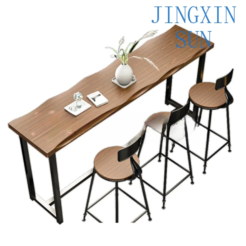 Reception Desk Counter Bar Table Wood Long Cocktail Night Club Alcohol Bar Table High Side Pub