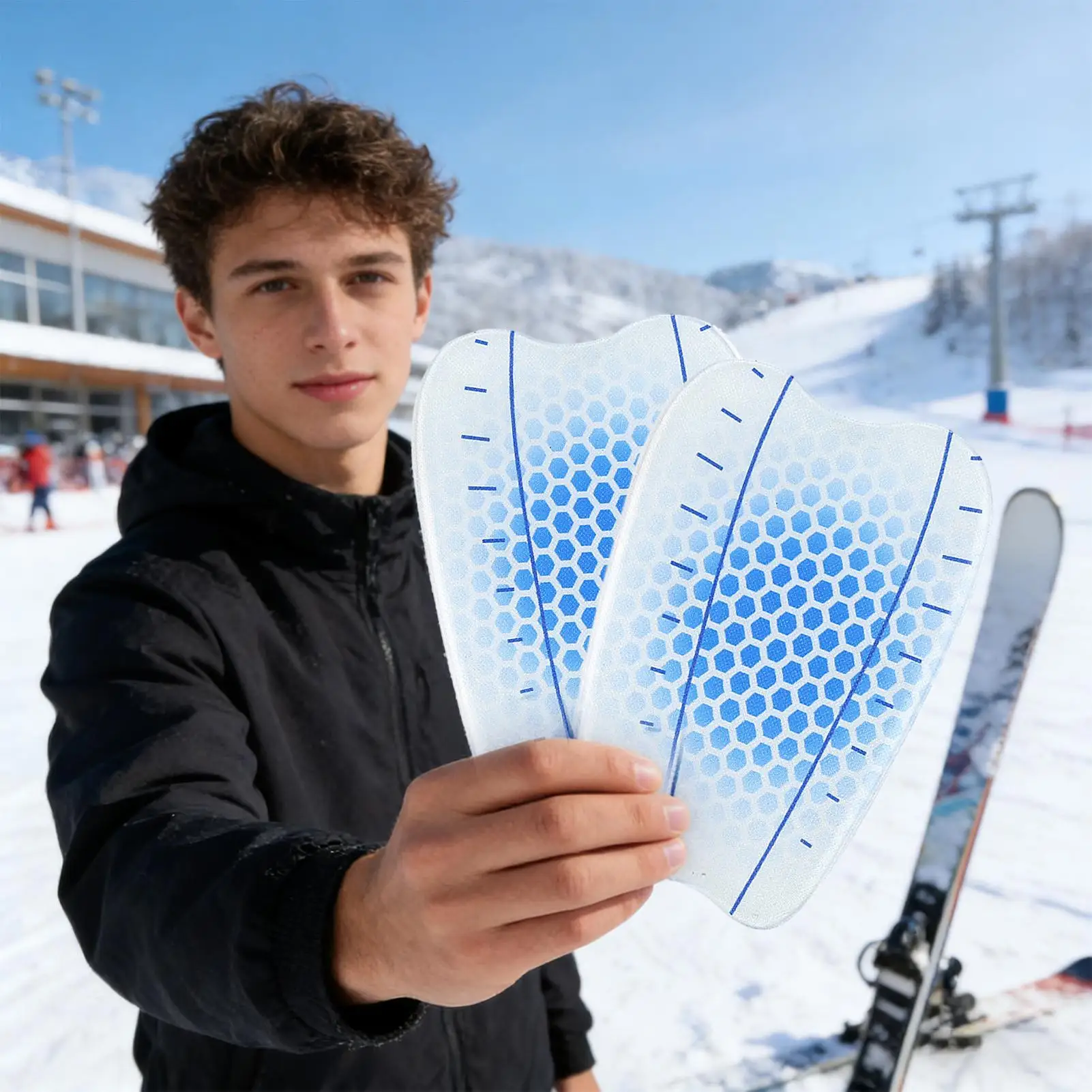 Soft Skiing Shin Guards 2Pcs/set Self-Adhesive Ski Boot Anti-Abrasion Shock Absorbing Shin Pads for Snowboarding Soccer Snow