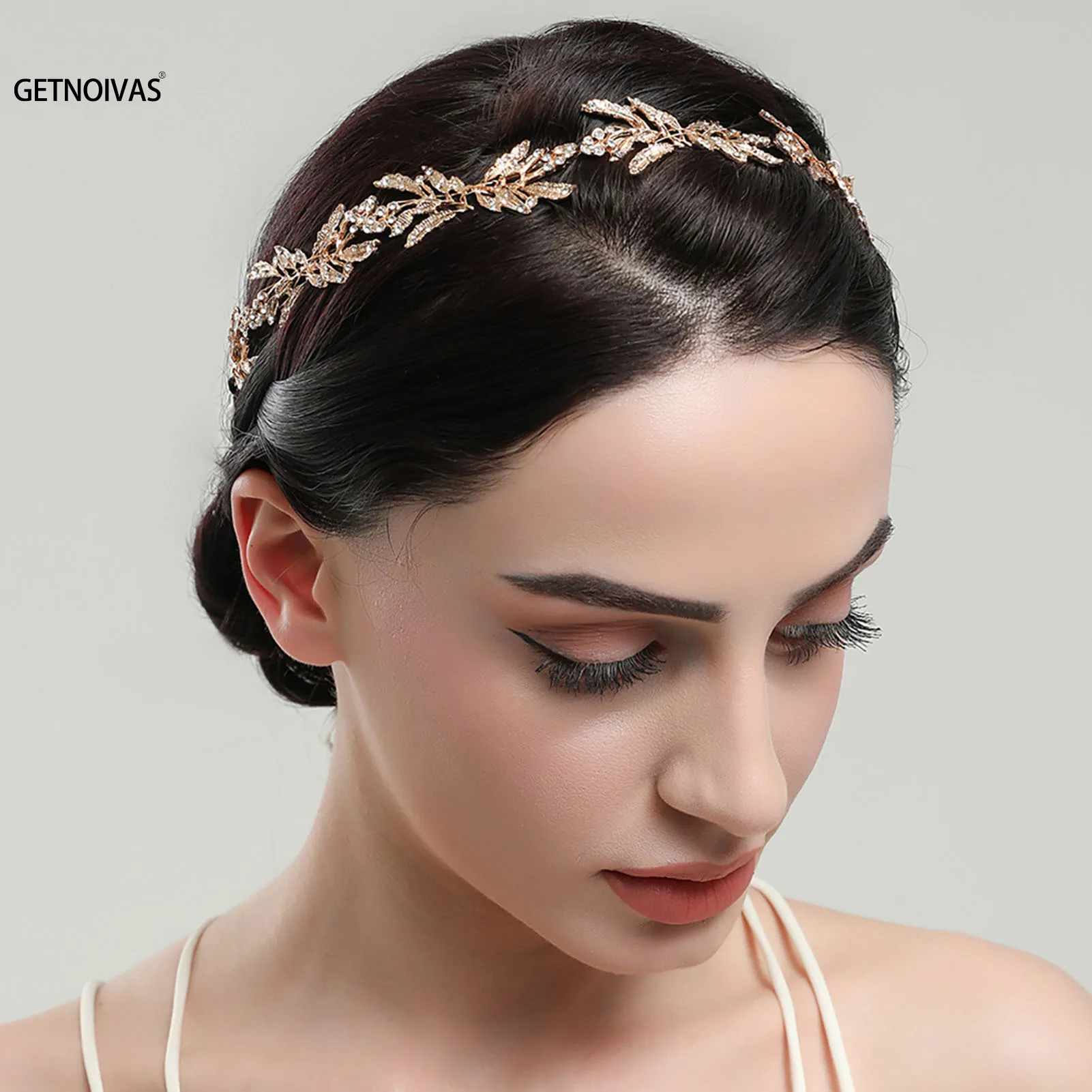 

Leaf Bride Wedding Headband Hair Comb Rhinestone Bridal Hair Pieces Wedding Headpiece for Brides Crystal Hair Accessories