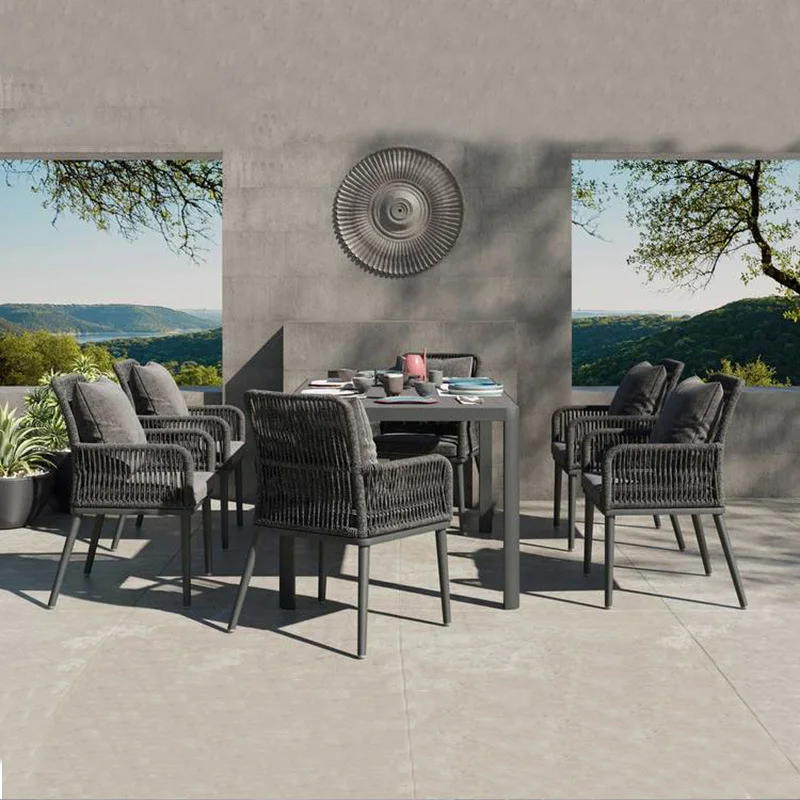 

Outdoor leisure rope-woven tables and chairs Outdoor open-air sofa Combination courtyard Waterproof and sunscreen Villa B & B Hi