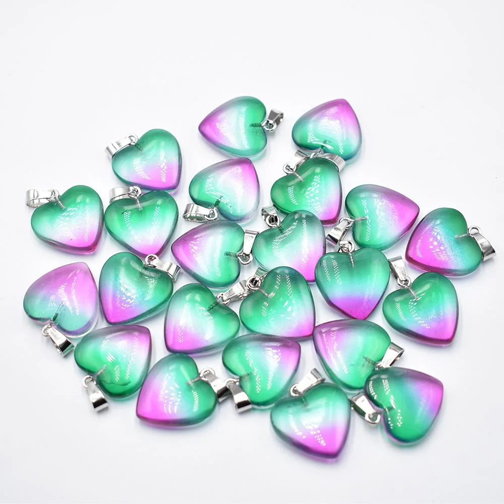 Fashion beautiful 2color glass crystal heart shape pendants 20mm for DIY jewelry making 24 50 100pcs/lot Wholesale Free shipping