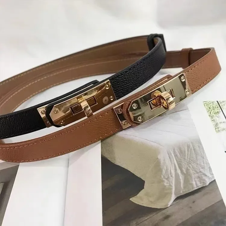 Ceinture de taille fine pour femme, couture de voiture, double face, réglable, élastique, PU, double structure, accessoire