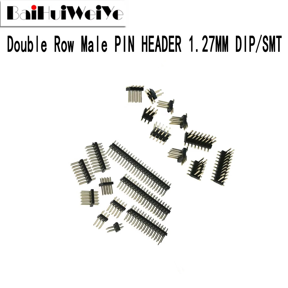10PCS SMD SMT DIP 2*2/3/4/5/6/7/8/9/10/12/16/20/40/ PIN Double Row Male PIN HEADER 1.27MM PITCH Strip Connector 2X/6/8/10/20