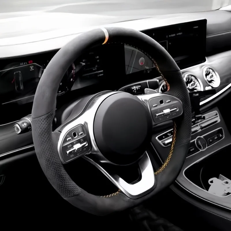 

Car Steering Wheel Weaving Suede W222 GLC A-Class W177 C-Class W205 E-Class W213 Steering Wheel Cover For Mercedes-Benz S-Class
