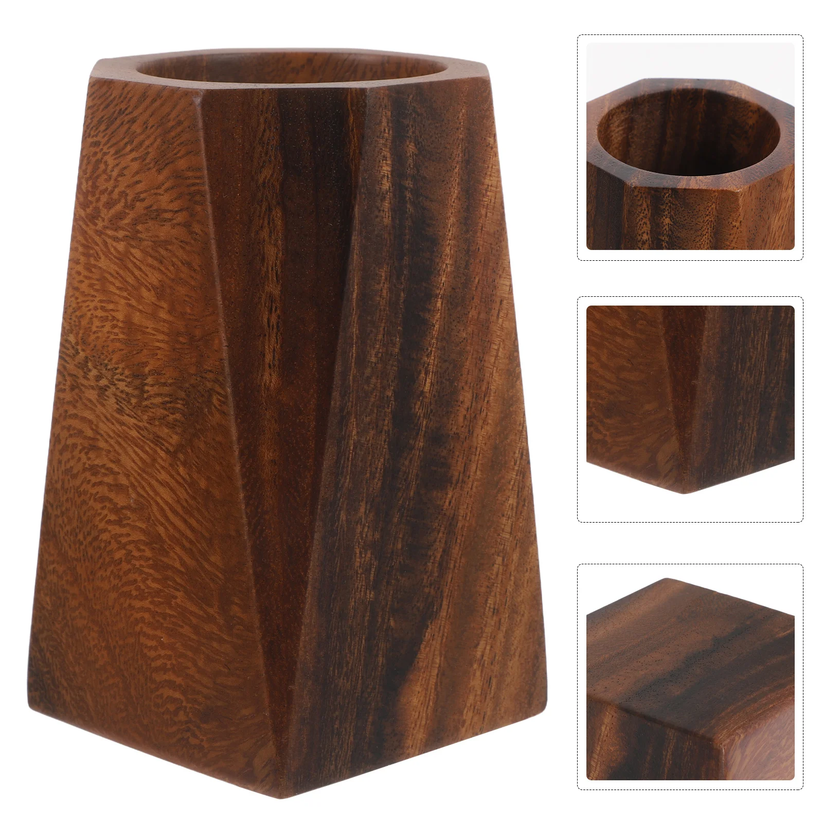 

Premium Black Walnut Wood Pen Holder Smooth Finish Desktop Organizer for Pens Pencils Makeup Brushes Office Stationery Supplies