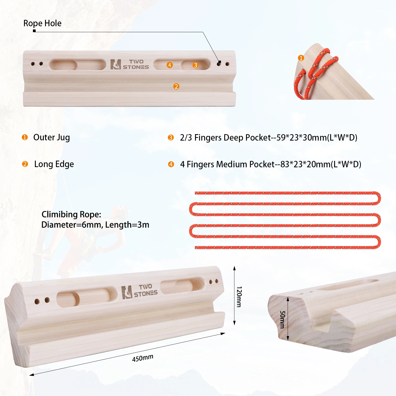 Portable Hangboard | Rock Climbing Hangboard | Hang Board for Climbing | Rock Climbing Gifts for Rock Climbers for Climbers