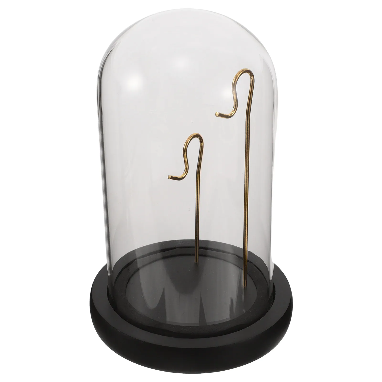 Pocket Watch Display Case Glass Dome Cloche Gold Hook Eva Base Dust Proof Countertop Display Stand Pocket Watch Organizer