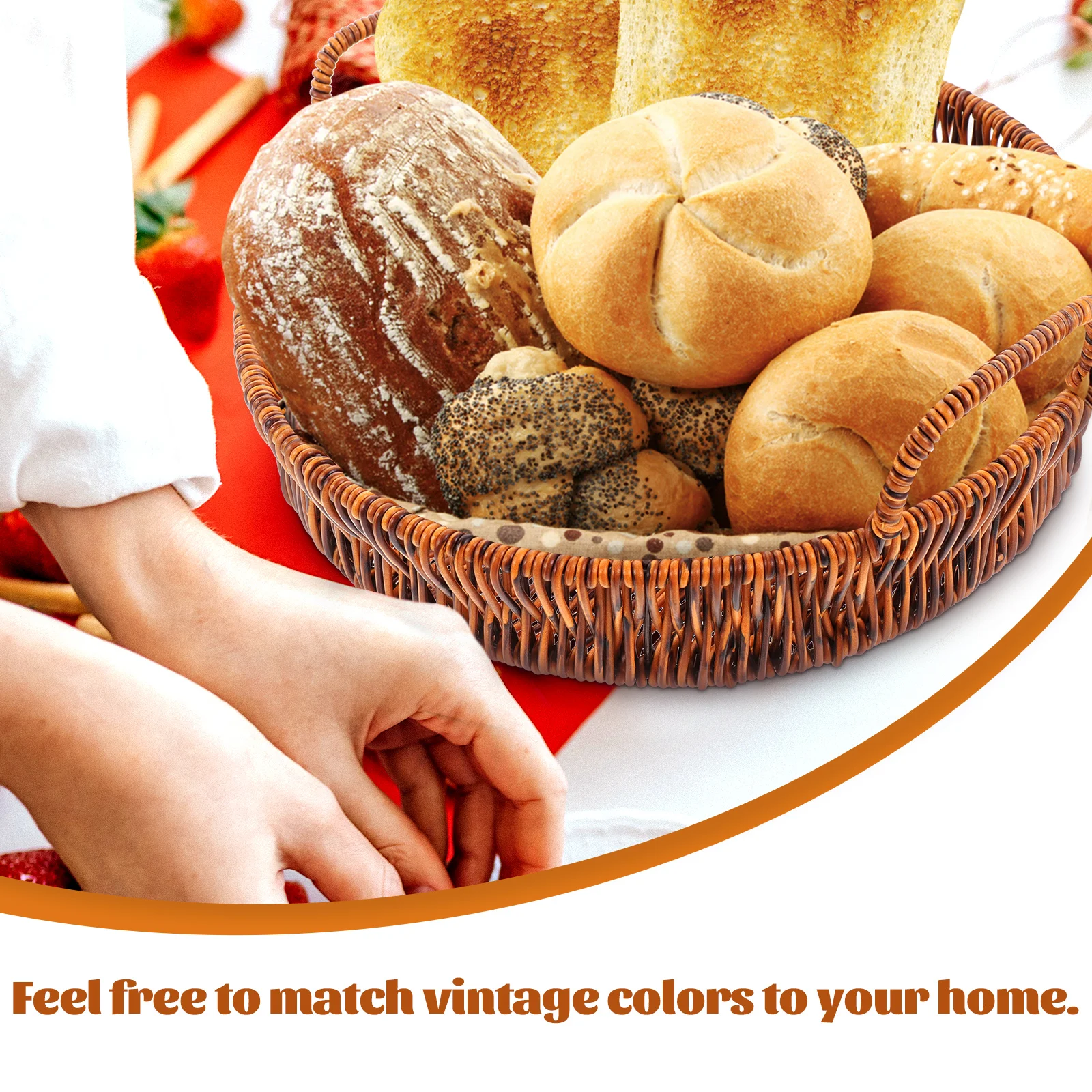 

Woven Bread Round Fruits Basket Imitation Bread Baskets Rattan Vegetable Serving Home Kitchen Bar Decor Gifts Ideas