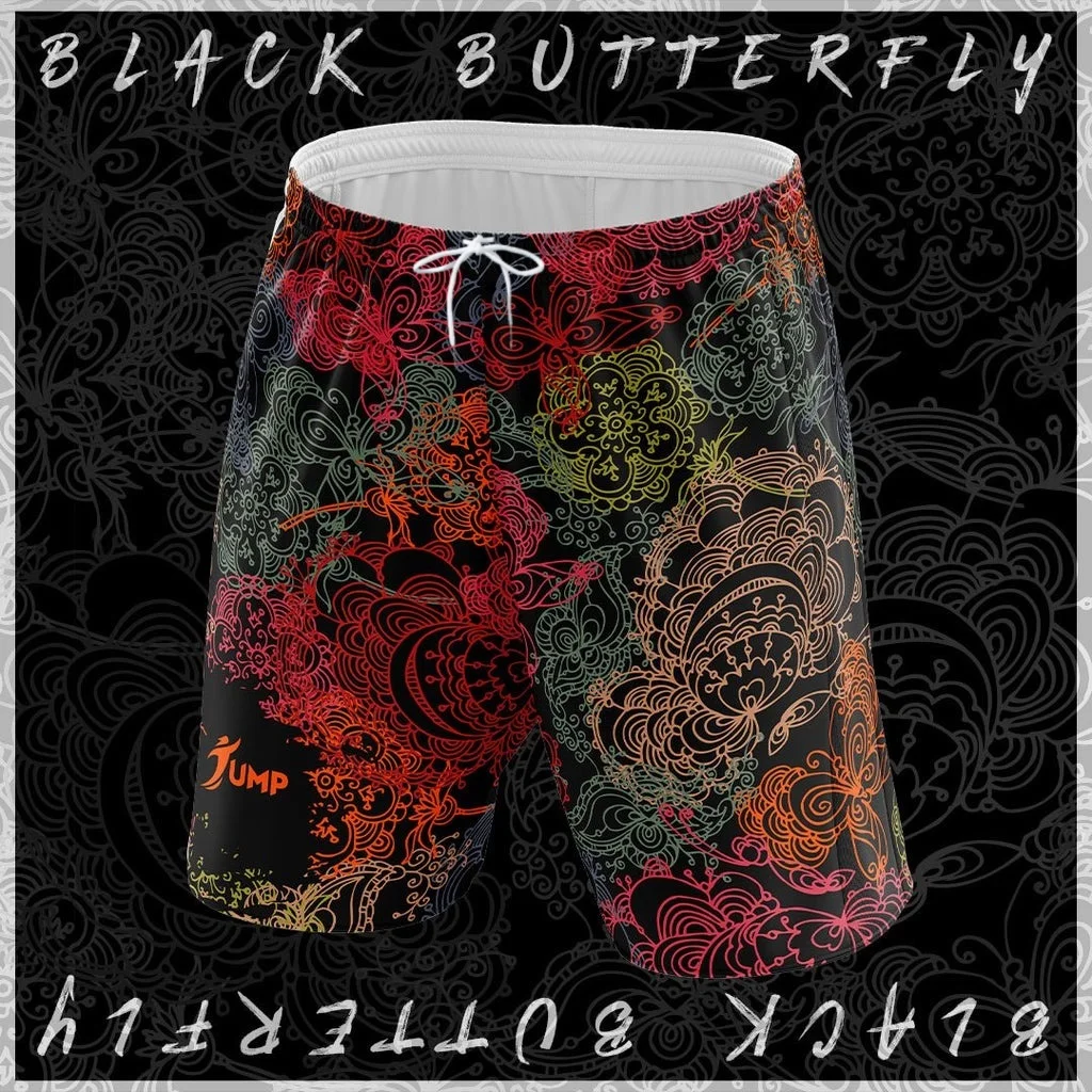 Manga domineering crab full print shorts trendy contrasting colors geometric graffiti casual breathable beach five quarter pants