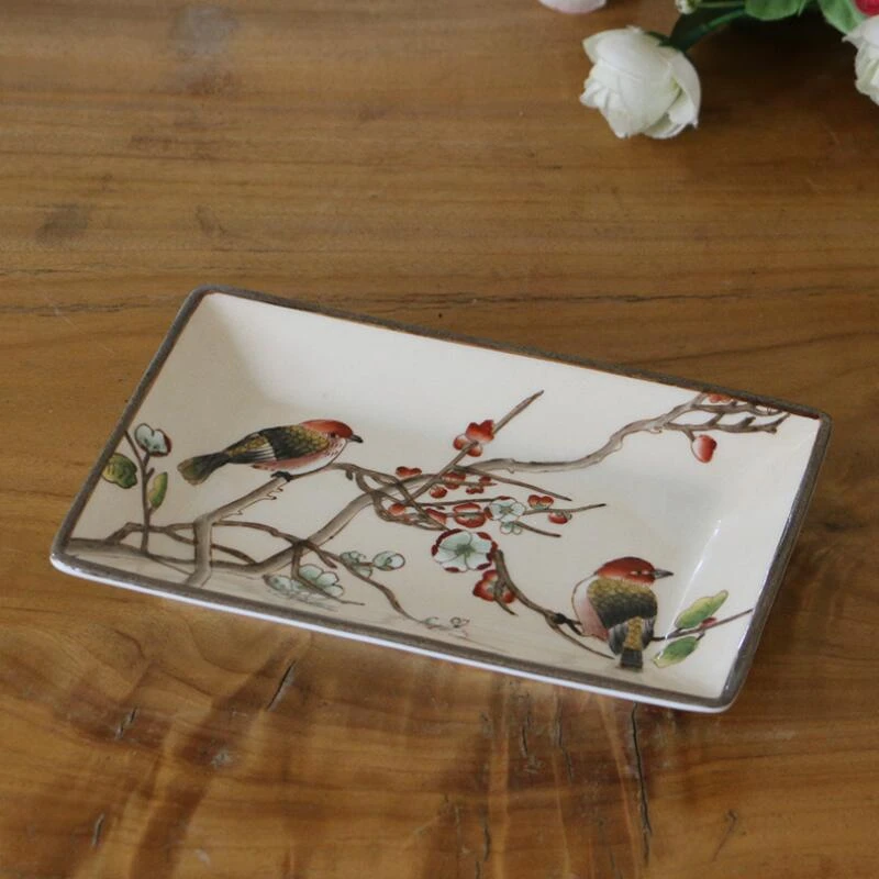 

Exquisite Handpainted Ceramic Plate Big Porcelain Soap Dish Towel Dish