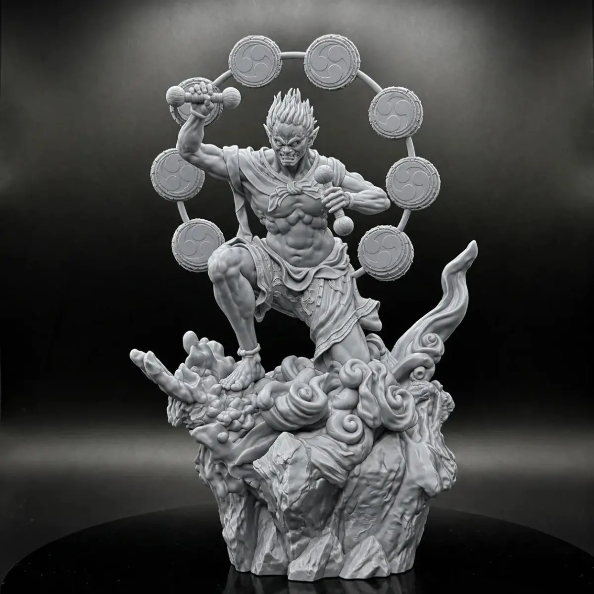 Japanese Mythology Raijin GK Resin Unpainted Statue Unpainted Model Kit, Collectible Figure Decoration Craft Gift for Men Women