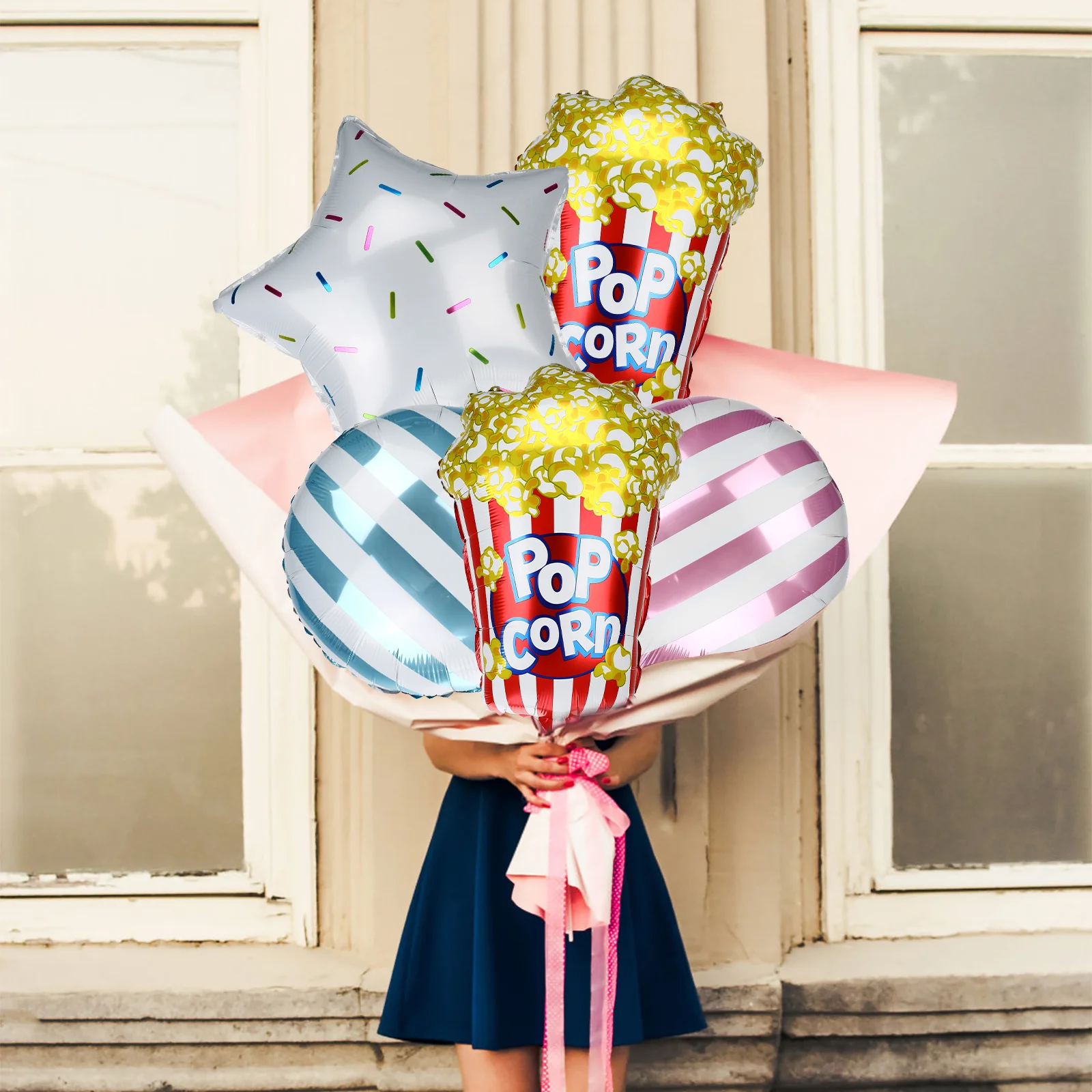 

9pcs Foil Balloons Ice Cream Candy Party Decorations Reusable LED Accessories for Kids Birthday Home Gathering