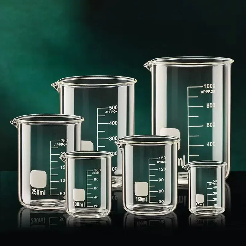 Taza medidora de vidrio de borosilicato alto, taza de escala transparente, vaso de laboratorio, taza medidora para hornear en la cocina, 50/150/250ml, 2025, nuevo