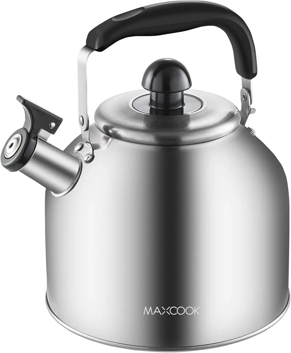 

4.2 Quart Stainless Steel Whistling Tea Kettle, Brushed Finish, Compatible with Induction and Gas Stoves