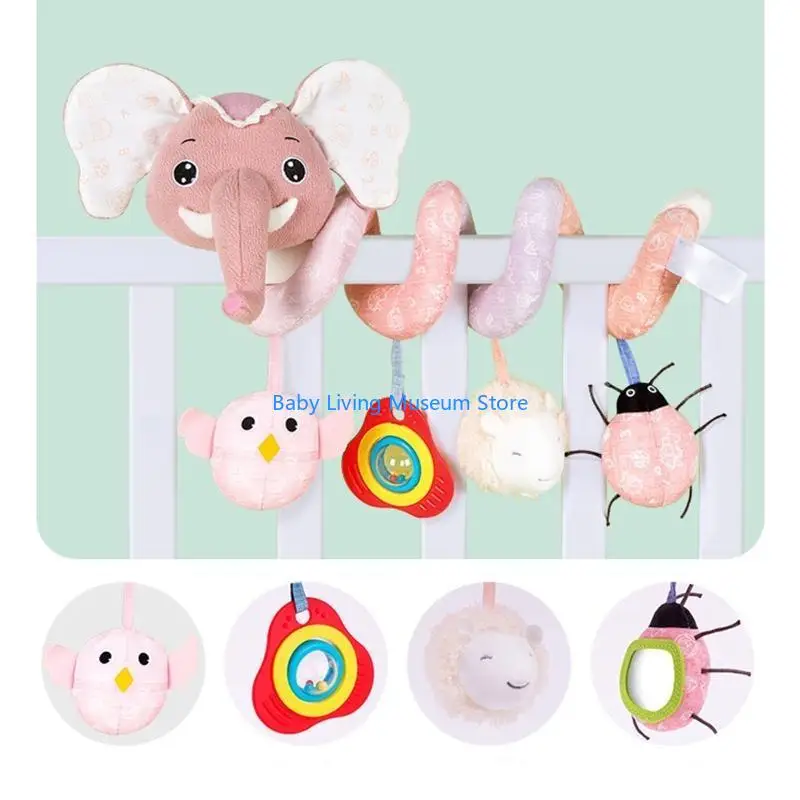 P31C Plüsch Rassle Kinderbettbange Spielzeug Schallhänger Hanging Ring für w/ teether & Music Box für Babygeschenk