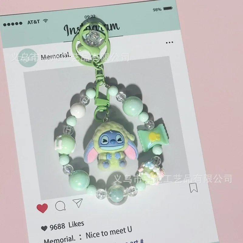 حقيبة ستيدي ذات طابع كرتوني مع قلادة سلسلة خرز، تمثال لطيف، قلادة سلسلة مفاتيح للطلاب، إكسسوار