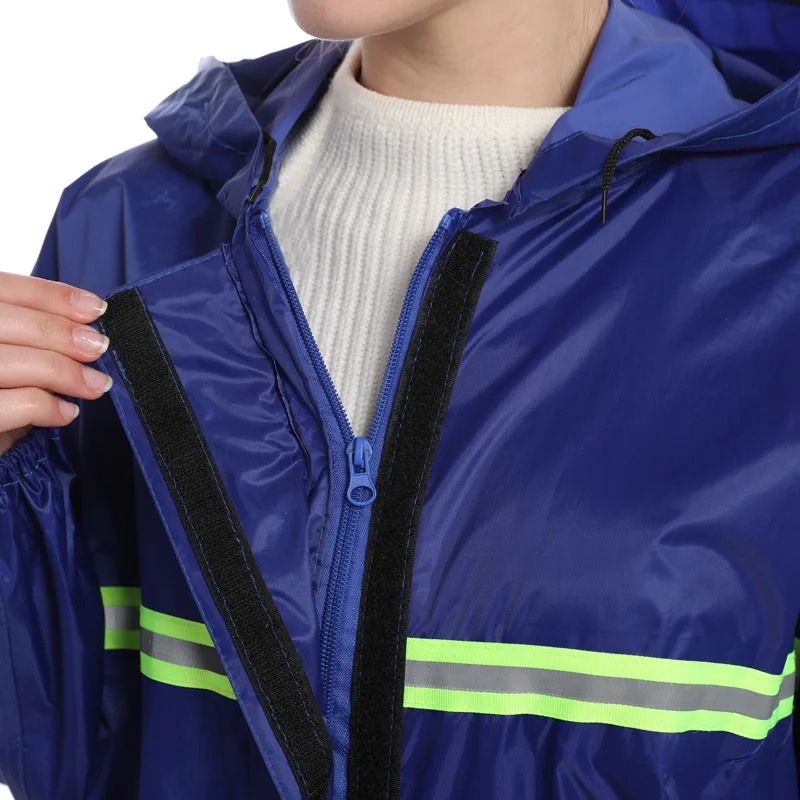 Blue Adult Raincoat for Outdoor Activities, All-body Protection with Oil-Resistant Feature and Free Waterproof Foot Covers