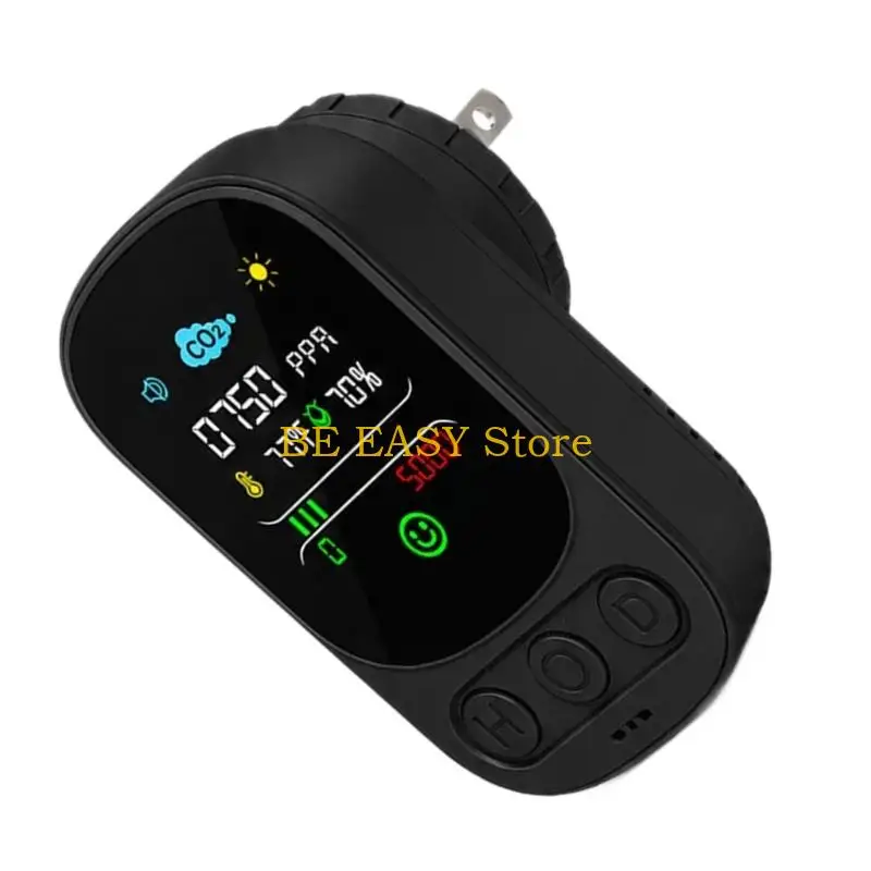E28F Digital Carbon Monoxide Monitor with Direct Two-Blade US Power Connection, Face Display, ABS Housing, and Three Input Keys