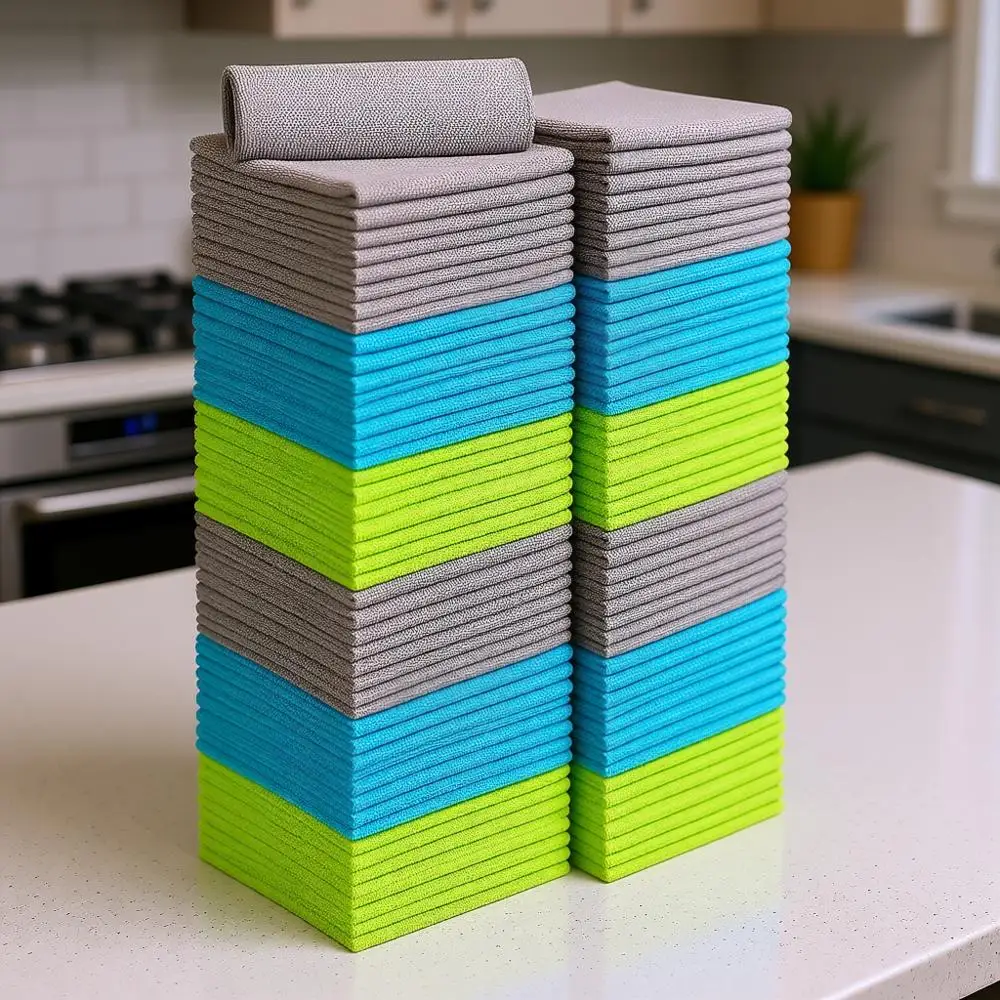 

100 Pack Microfiber Towels - Lint-Free, Absorbent Rags for Car, Home, Kitchen, and Window Cleaning (12x12 inches)