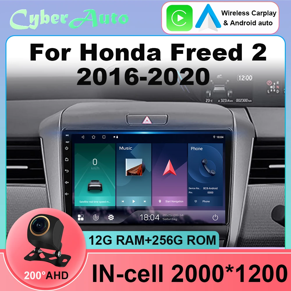 Car Radio Android 15 For Honda Freed 2 2016 2017 2018 2019 2020 Carplay Auto GPS Navigation 2 Din Player Stereo Video 360 Camera